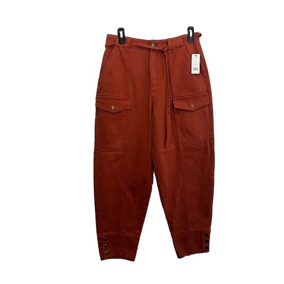 JOIE Hadiya Barrel Balloon  Style Jeans With Cargo Pockets Size 6 NWT rust fall - Picture 1 of 12